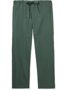 UMIT BENAN B - Wide-Leg Cotton and Silk-Blend Poplin Drawstring Trousers - Green