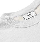 AMI - The Smiley Company Appliquéd Mélange Loopback Cotton-Jersey Sweatshirt - Men - Light gray