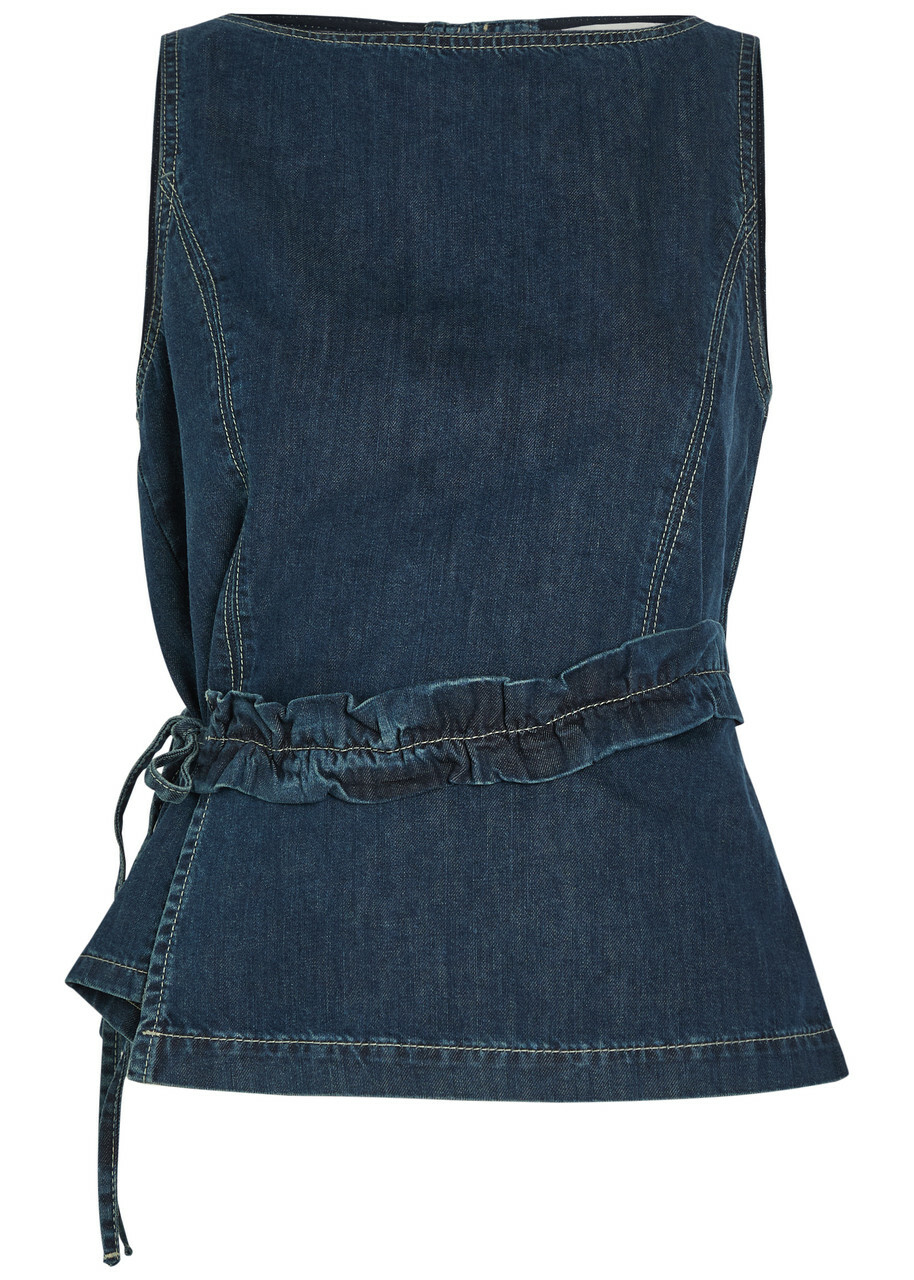 Damson Madder Maxime Ruffled Denim top Indigo