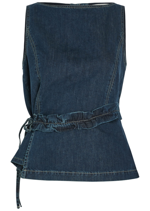 Photo: Damson Madder Maxime Ruffled Denim top Indigo