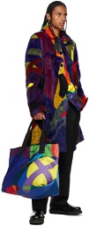 Sacai Multicolor KAWS Edition Faux-Fur Colorblocked Coat