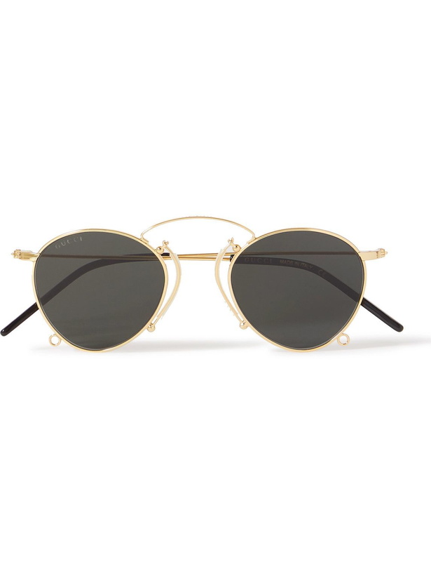 Photo: Gucci Eyewear - Round-Frame Gold-Tone Sunglasses