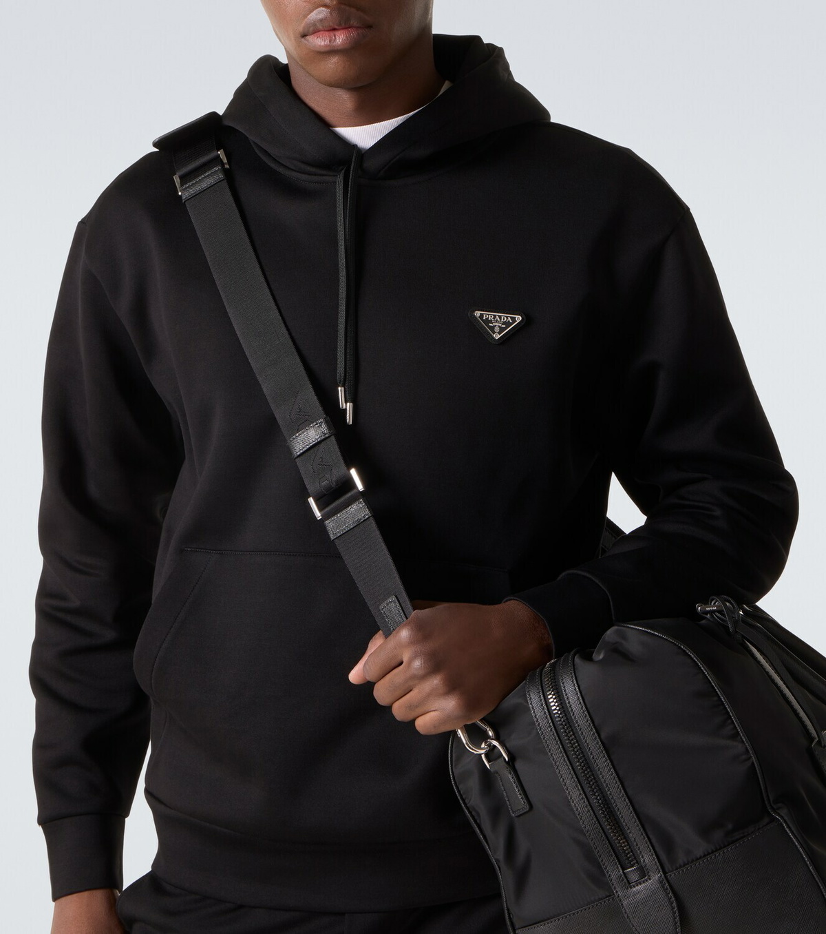 Prada Logo cotton-blend jersey hoodie