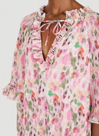 Plisse Floral Dress in Pink