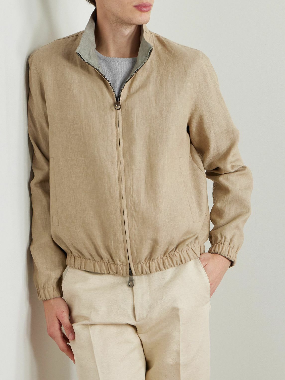 Loro Piana - Reversible Linen Bomber Jacket - Gray Loro Piana