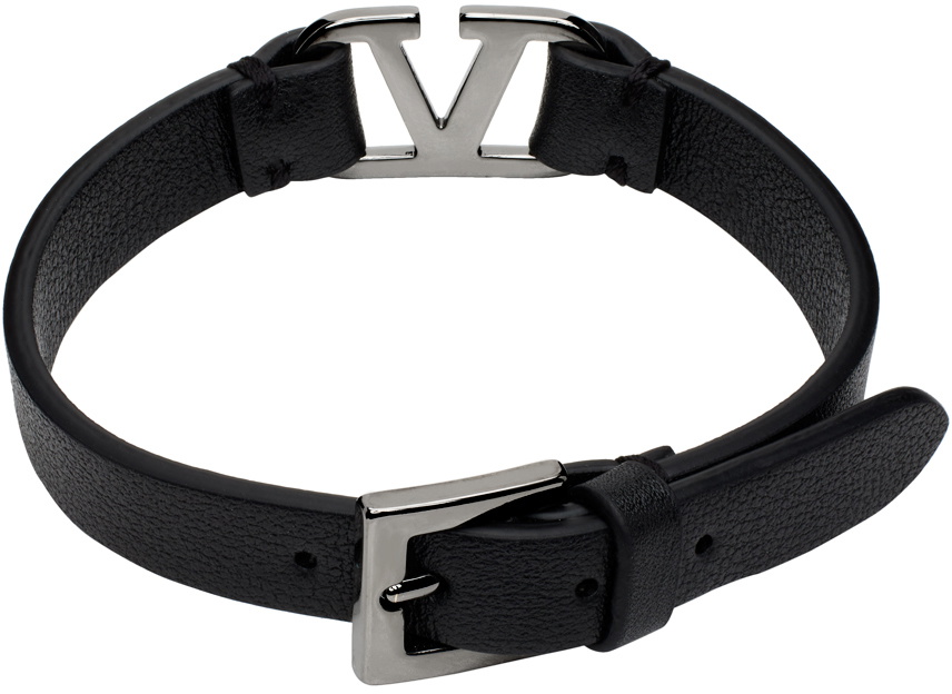 Valentino Garavani Black VLogo Signature Calfskin Bracelet