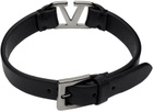 Valentino Garavani Black VLogo Signature Calfskin Bracelet
