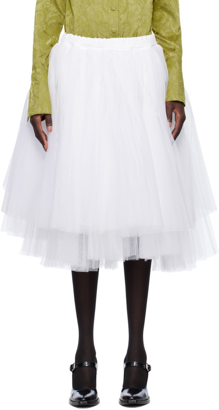 Photo: Comme des Garçons White Nylon Tulle Midi Skirt