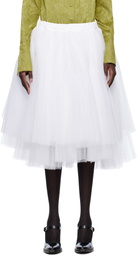 Comme des Garçons White Nylon Tulle Midi Skirt