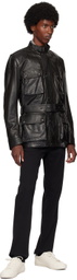 Belstaff Black Trailmaster Panther Leather Jacket