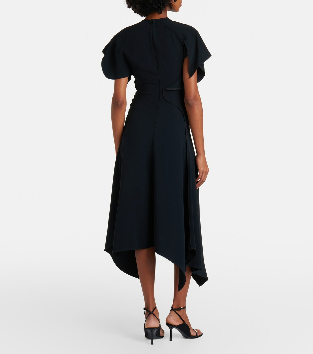 Victoria Beckham Asymmetric draped cady midi dress