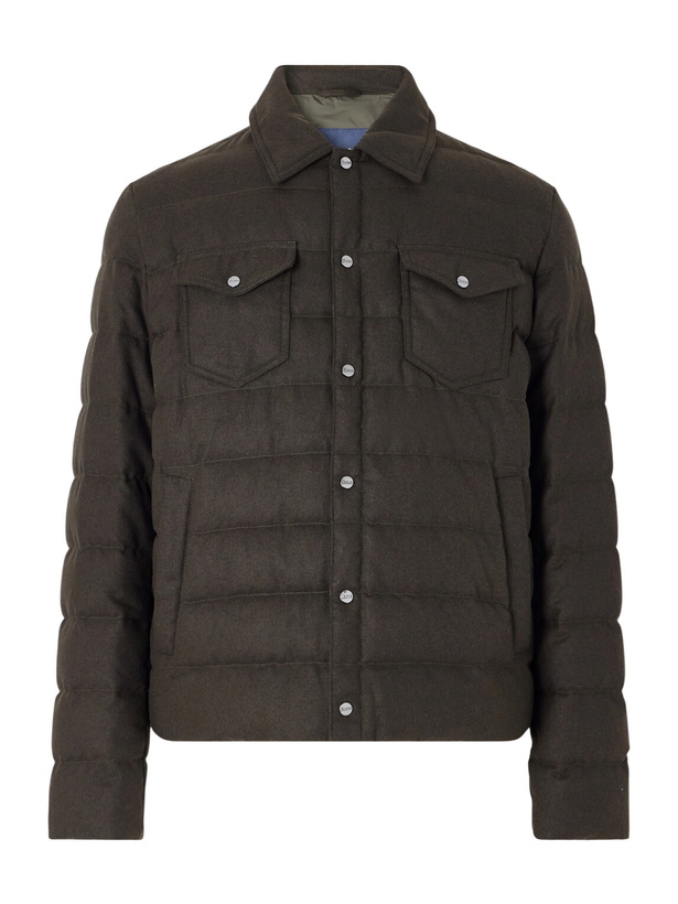 Photo: Herno - Quilted Flannel Down Jacket - Brown