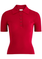 Courrèges Logo Ribbed-knit top Red