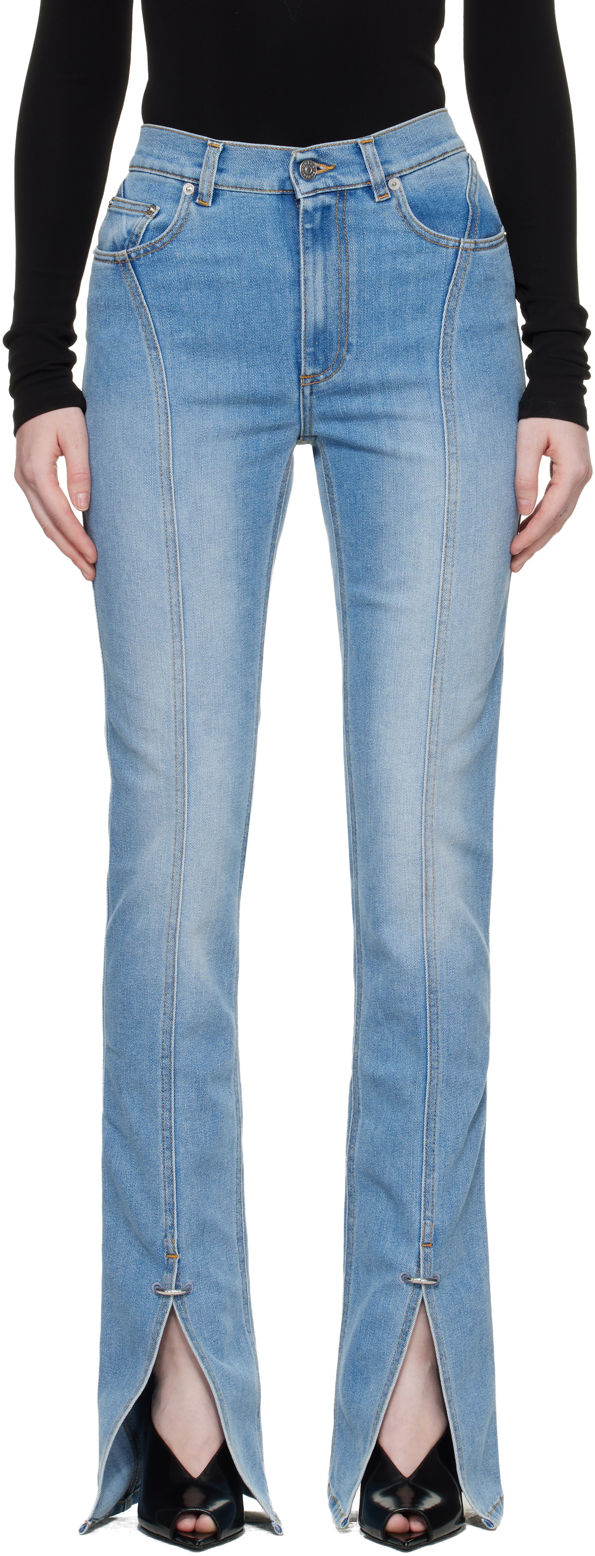 Mugler Blue Stretch Denim Jeans
