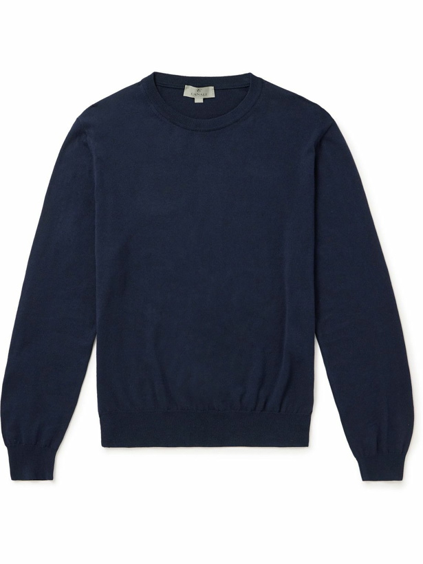 Photo: Canali - Cotton and Silk-Blend Sweater - Blue