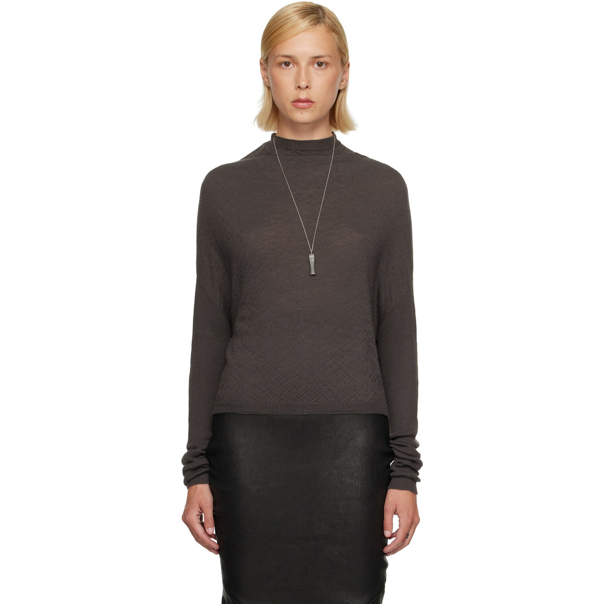 Rick Owens Gray Tower Crater Knit Sweater