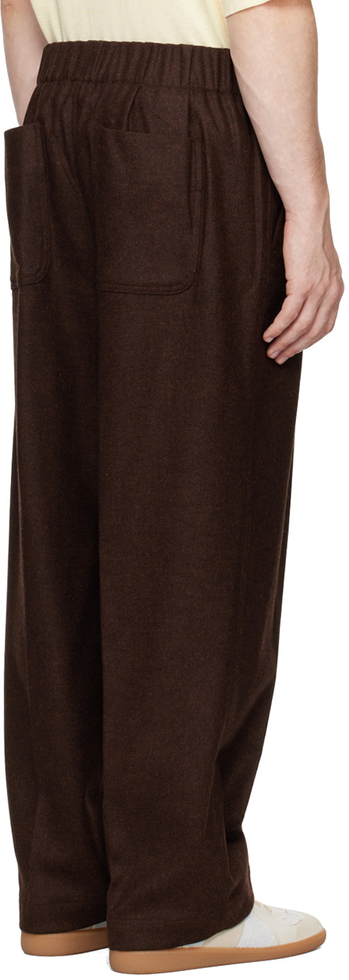 DOCUMENT Brown English Wool Tucked Trousers