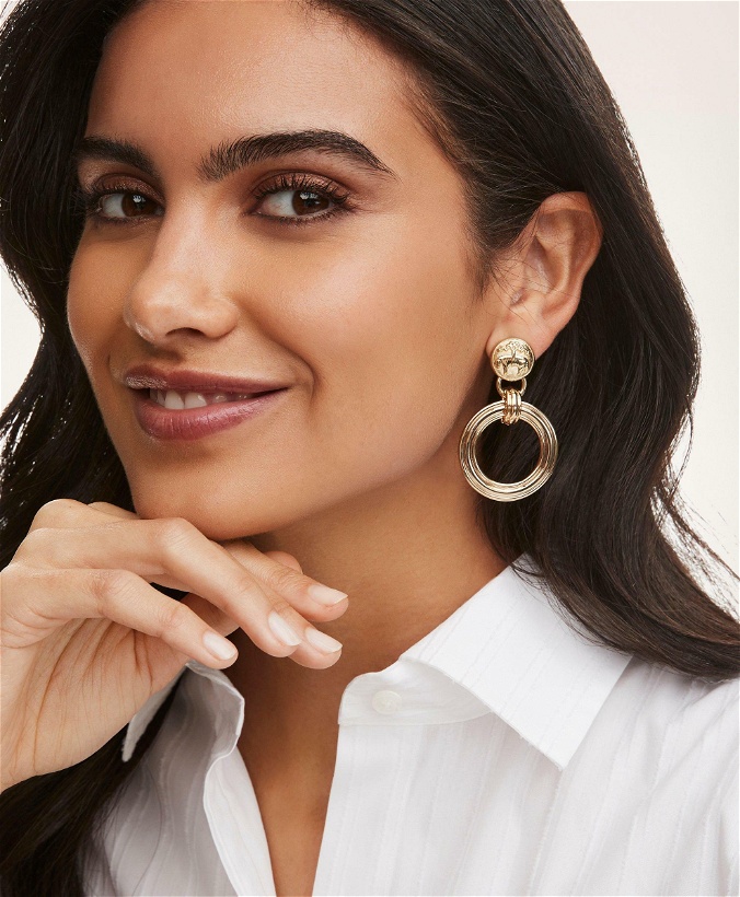 Photo: Brooks Brothers Women's Logo Coin Earrings | Gold
