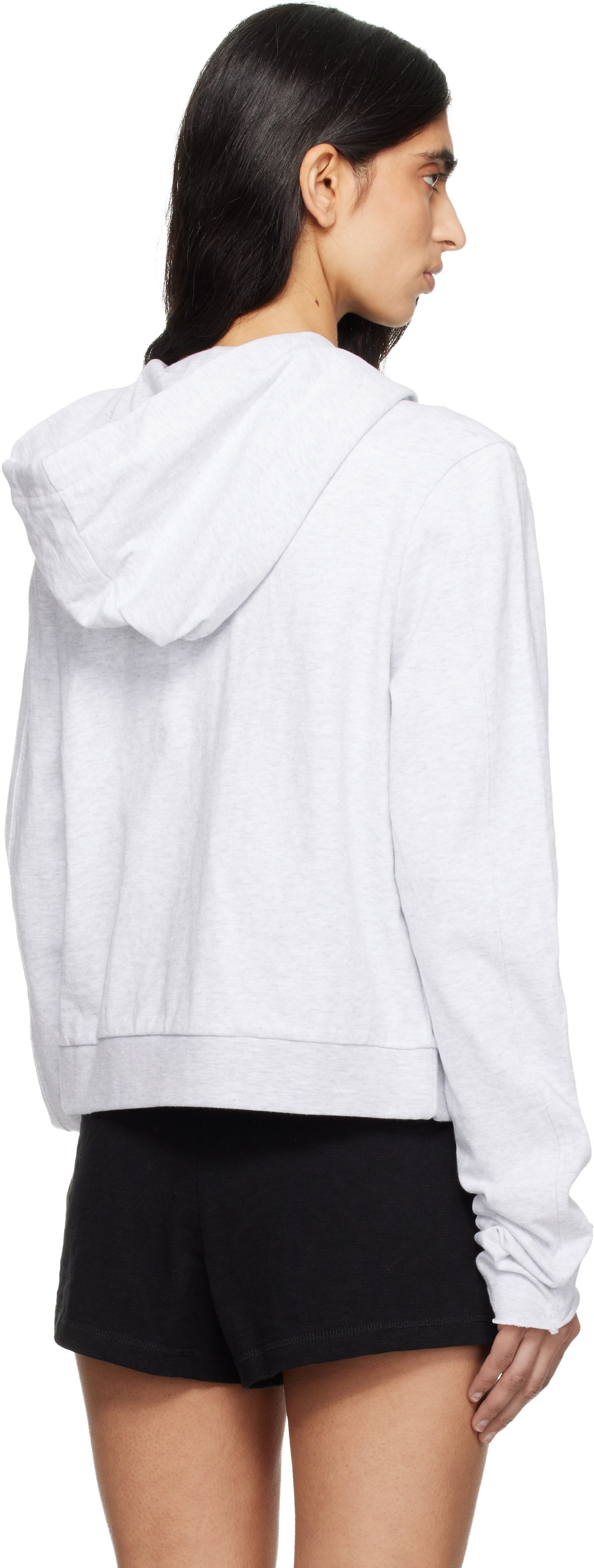 Entire Studios Gray Lightweight Cropped Zip Up Hoodie