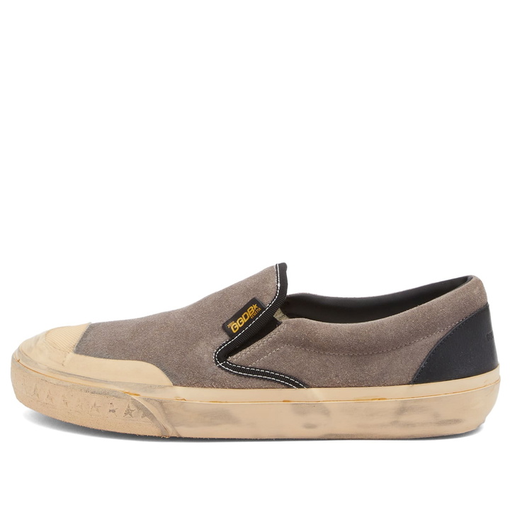 Photo: Golden Goose Men's VCE Suede Slip On Sneaker in Cinder/Black