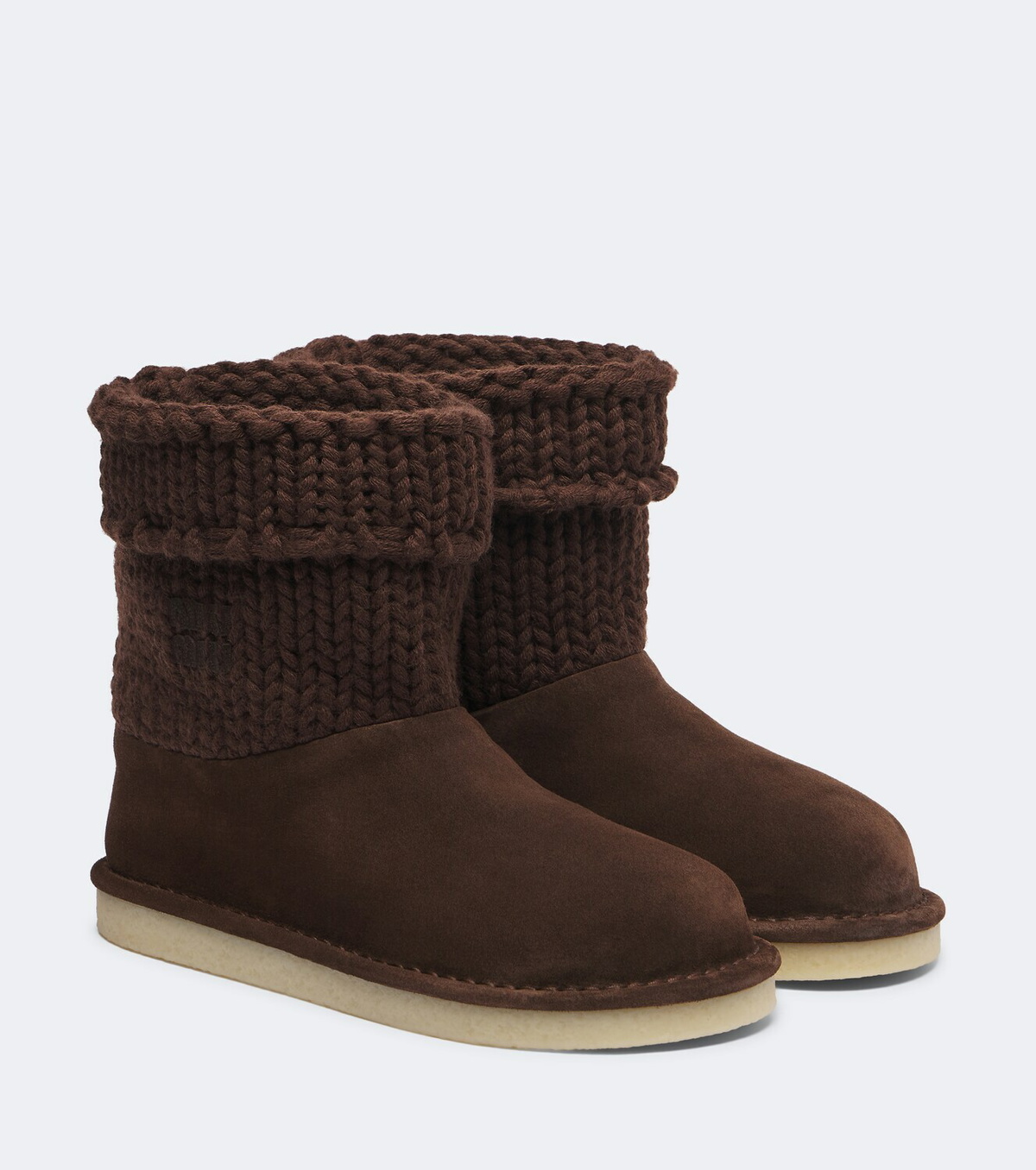 Miu Miu Paneled knitted suede ankle boots