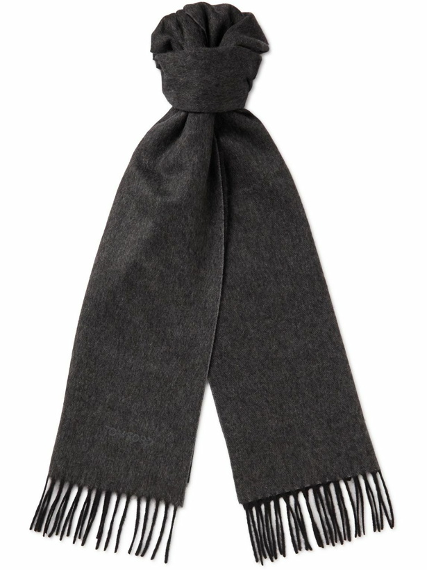 Photo: TOM FORD - Logo-Embroidered Fringed Cashmere Scarf