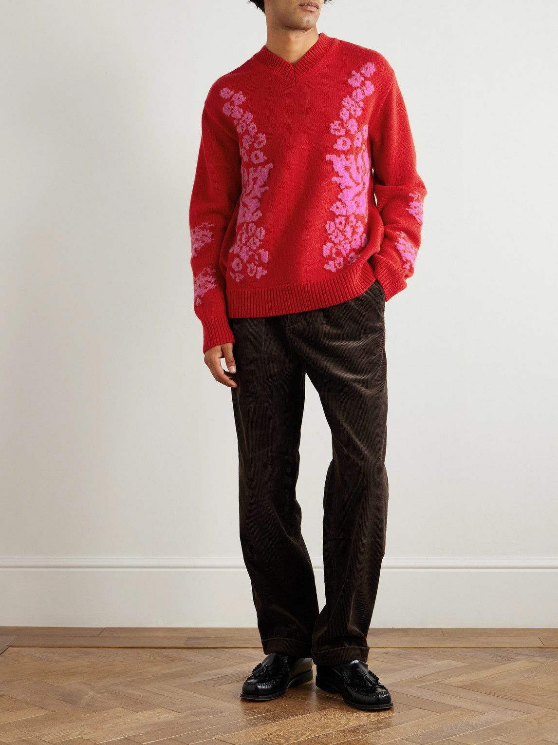 A Kind Of Guise - Floral-Jacquard Wool Sweater - Red
