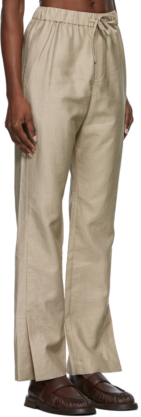 Yuzefi Beige Linen Drawstring Trousers