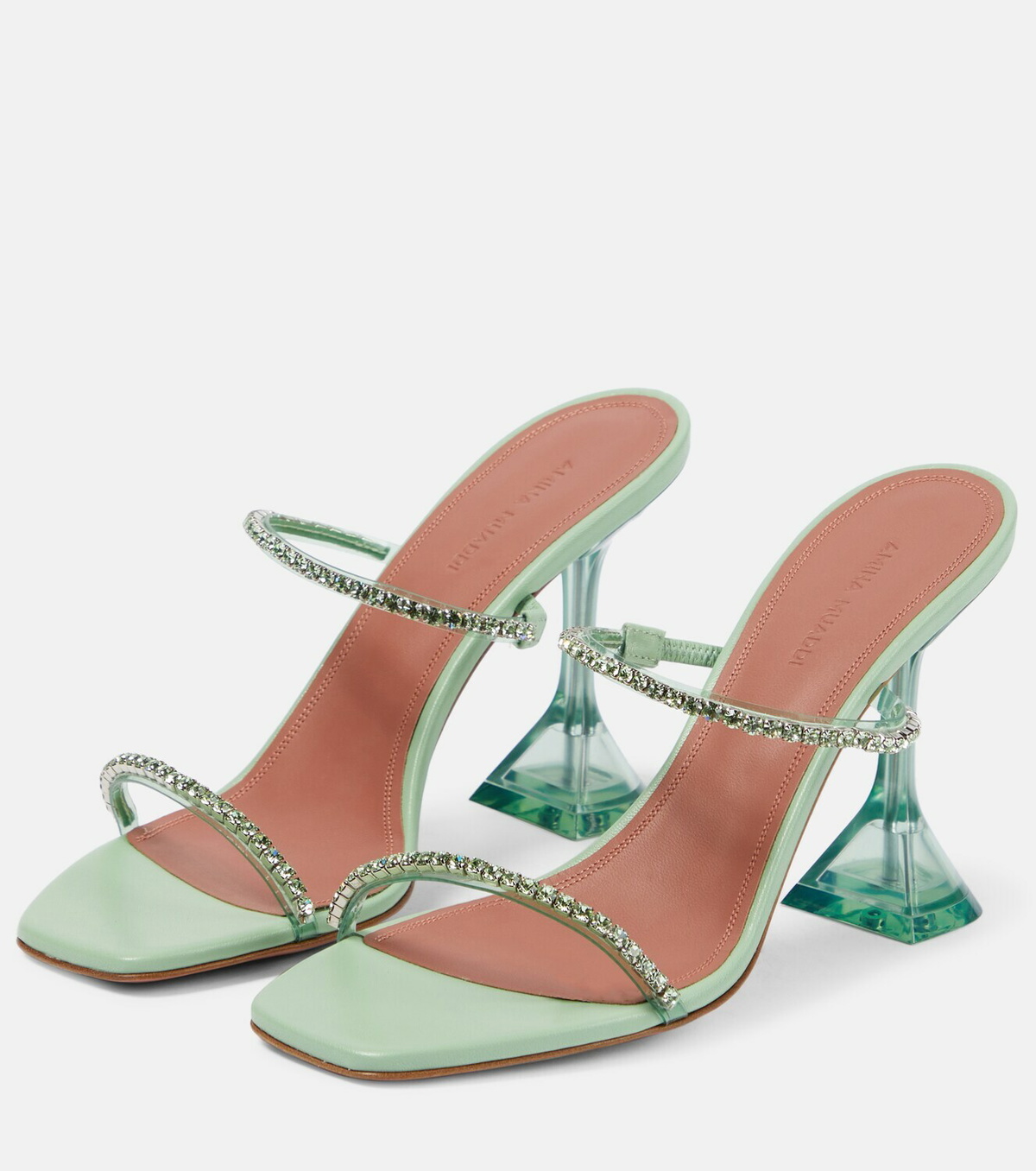 Amina Muaddi Silver Pvc Sandals