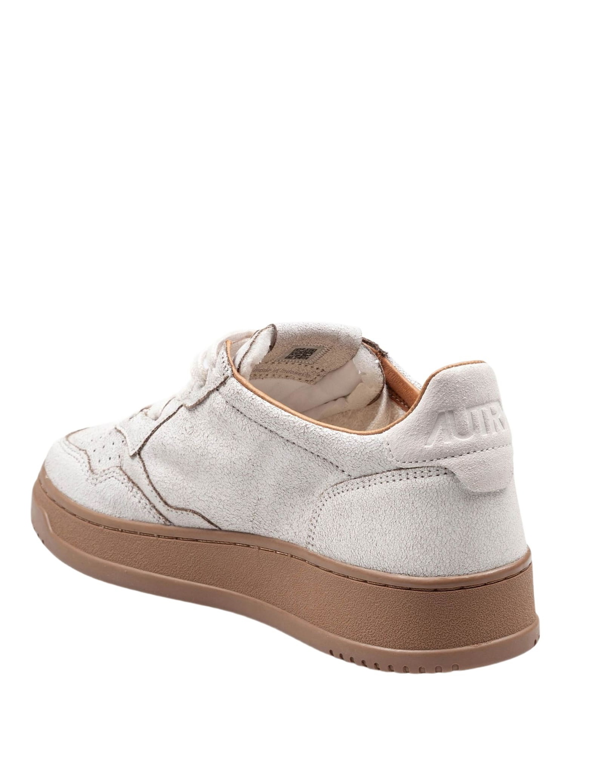 Autry Medalist Sneakers In Leather With Craquele Effect White Color