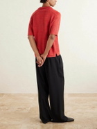 Inis Meáin - Knitted Linen Polo Shirt - Red