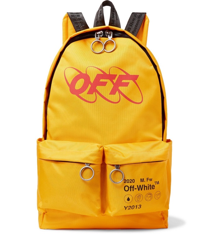 Photo: Off-White - Y013 Logo-Print Shell Backpack - Yellow