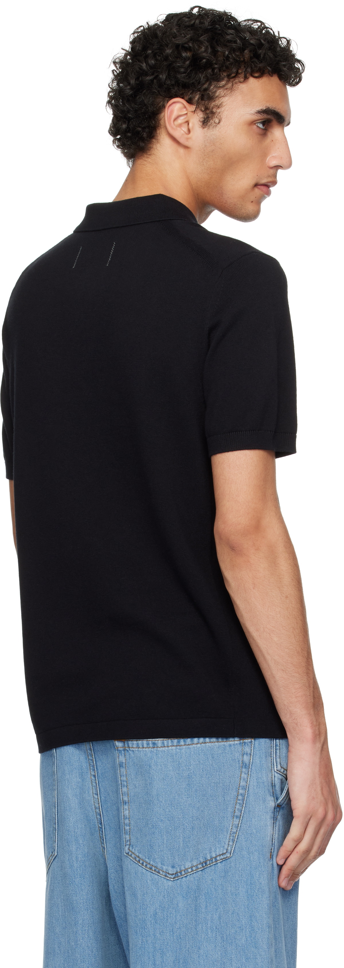 Reigning Champ Black Cotton Cashmere Riviera Polo