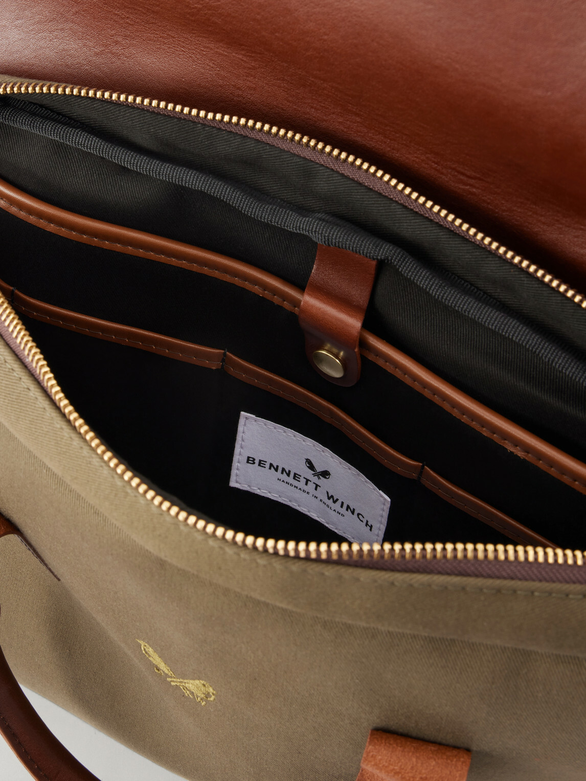 Bennett Winch - Leather-Trimmed Cotton-Twill Briefcase - Green