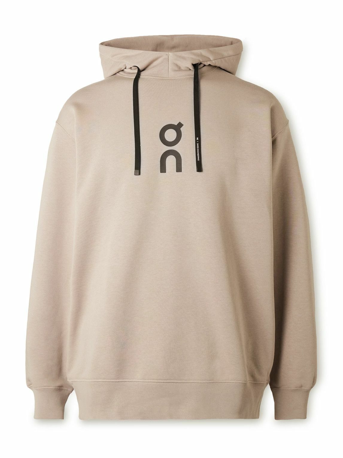 ON - Club Logo-Print Organic Cotton-Blend Jersey Hoodie - Neutrals