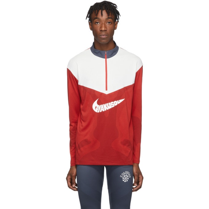 Photo: Nike Red and White Gyakusou Half-Zip Sweater