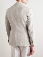 Brunello Cucinelli - Striped Linen and Cotton-Blend Suit Jacket - Neutrals