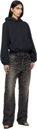 Fear of God Black Sunfaded Classic Half Raglan Fleece Hoodie