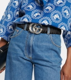 Gucci Marmont wide crystal-embellished satin belt