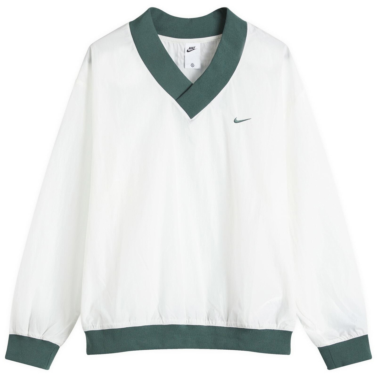 Nike Women's Essential Woven Long-Sleeve V-Neck Top in Sail