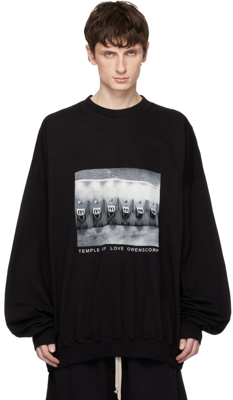 Photo: Rick Owens DRKSHDW Black Temple Hun Crewneck Sweatshirt