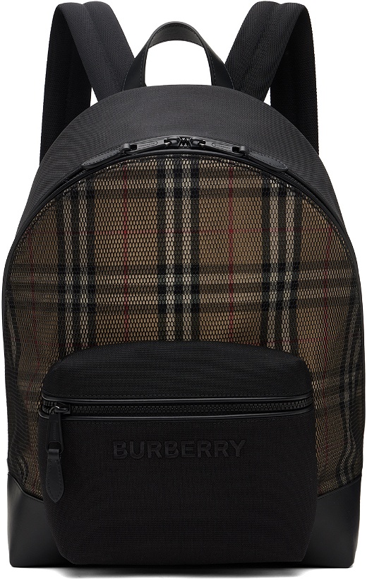 Photo: Burberry Black & Beige Check Backpack