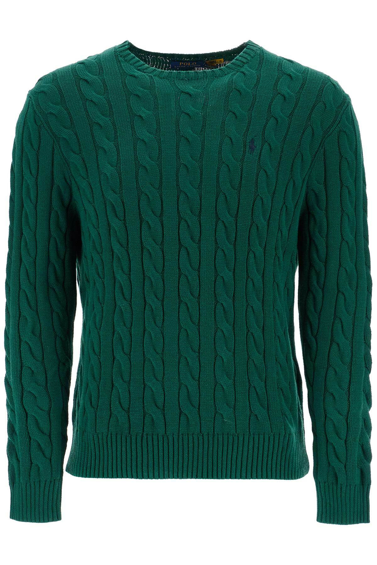 POLO RALPH LAUREN cotton cable knit pullover sweater Green