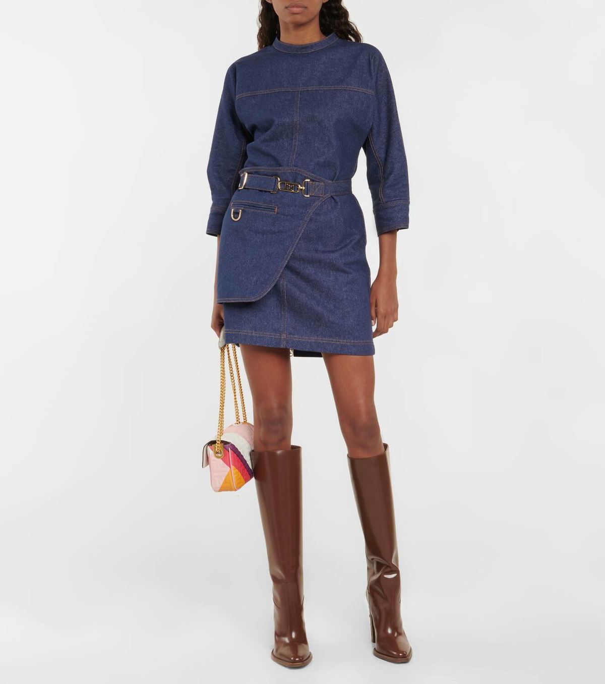 Fendi Belted denim minidress