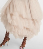 Maticevski Graceful denim and tulle maxi skirt