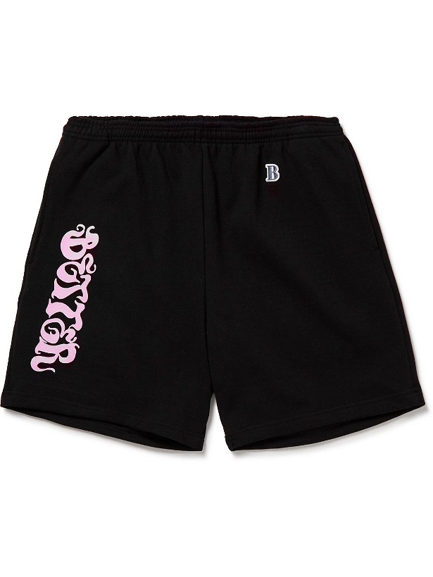 Photo: Better™ Gift Shop - Sharif Farrag Straight-Leg Logo-Print Cotton-Jersey Shorts - Black