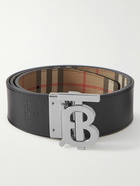 Burberry - 4cm Reversible Checked E-Canvas and Leather Belt - Neutrals