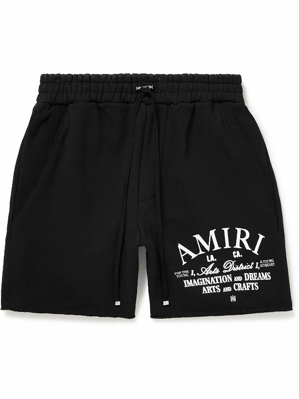 Photo: AMIRI - Arts District Straight-Leg Logo-Print Cotton-Jersey Drawstring Shorts - Black