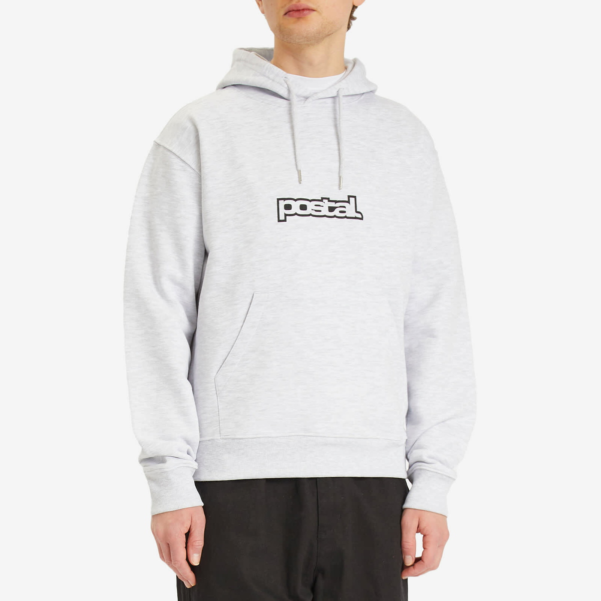 POSTAL Men's Bold Outline Logo Hoodie in Marl Grey