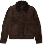 Mr P. - Shearling-Trimmed Suede Trucker Jacket - Brown